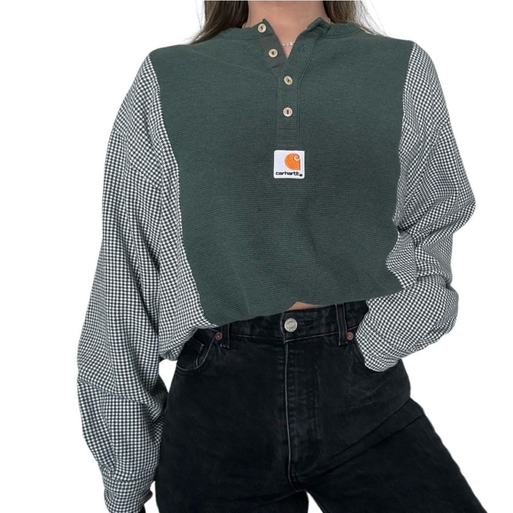 Carhartt Upsycled Reworked Handmade Oversized Grunge Long Sleeve Plaid